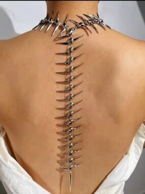 Silver Spine-Back Gothic Statement Necklace